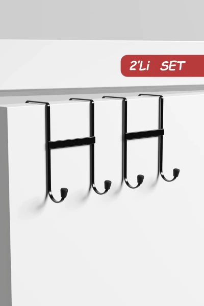 2 قطعة علاقة باب خلفية، رف ملابس حائط، منظم معطف معدني أسود