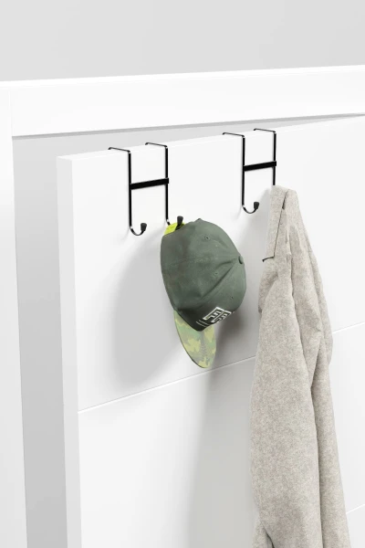 2 قطعة علاقة باب خلفية، رف ملابس حائط، منظم معطف معدني أسود