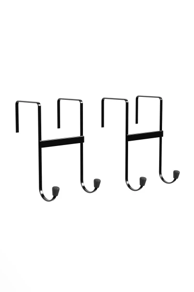 2 قطعة علاقة باب خلفية، رف ملابس حائط، منظم معطف معدني أسود