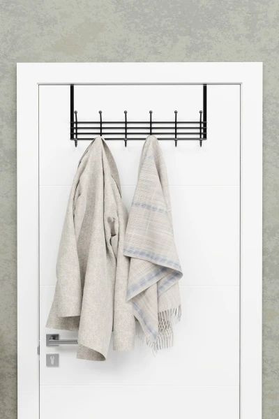 Perchero de Pared Colgador Tras Puerta Organizador de Abrigos Gancho de Metal