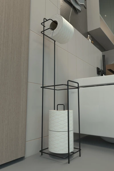 Toilettenpapierhalter mit Reservestock in quadratischem Design