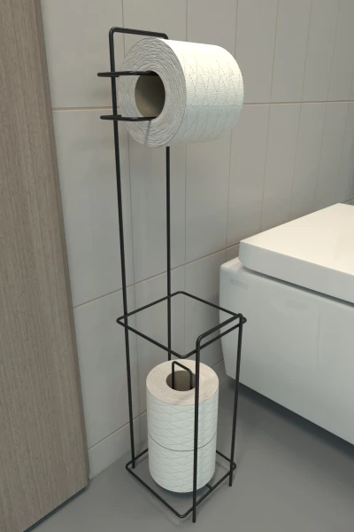 Toilettenpapierhalter mit Reservestock in quadratischem Design