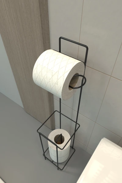 Toilettenpapierhalter mit Reservestock in quadratischem Design