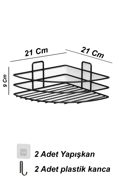 Yapışkanlı Tek Katlı Banyo Köşe Rafı