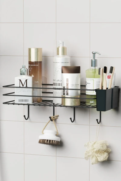Yapışkanlı Askılı Banyo Rafı